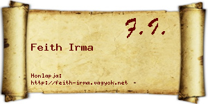 Feith Irma névjegykártya
